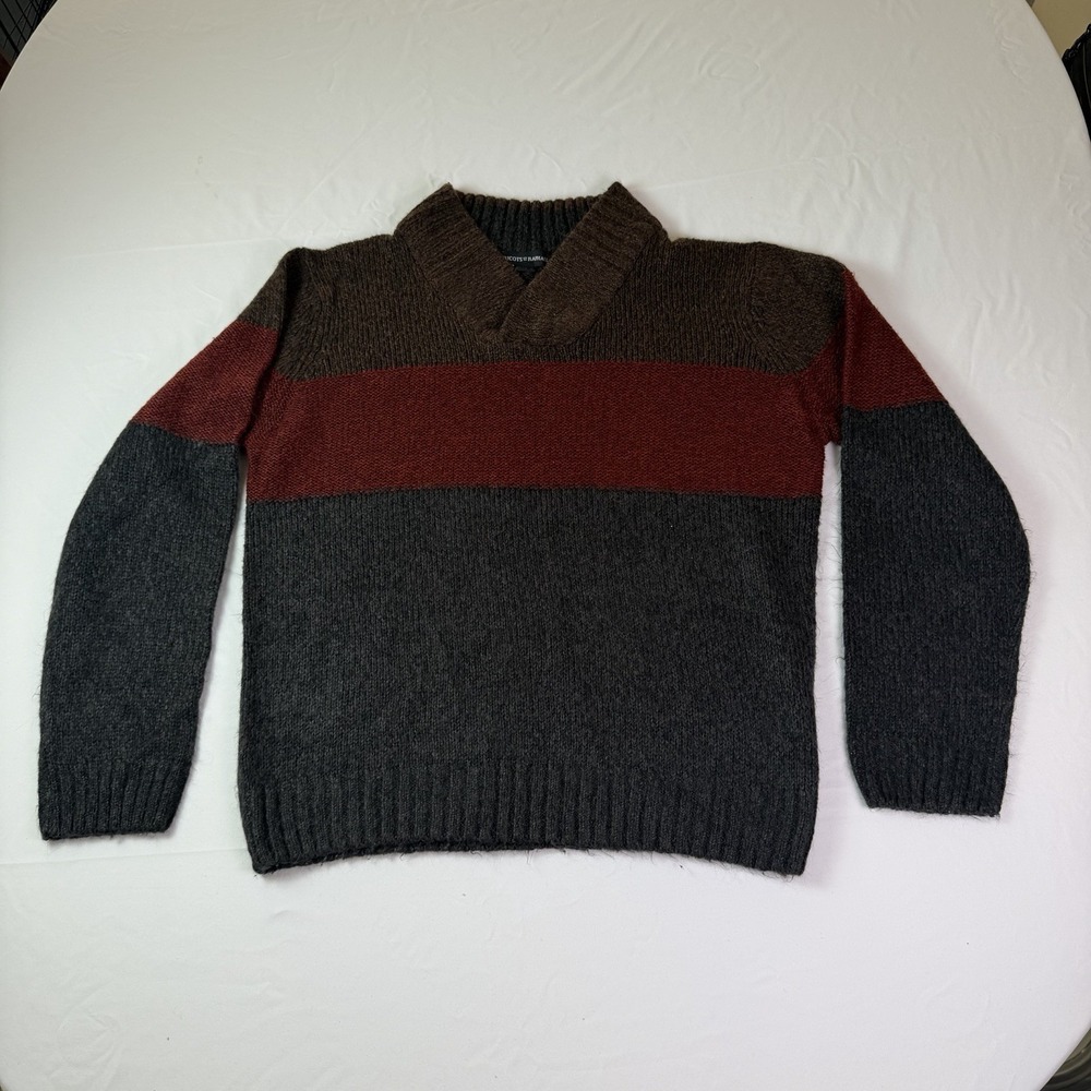 Tricots St Raphael Sweater Mens Medium Red Striped Acrylic Crew Neck Pullover